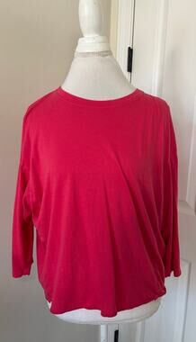 Sundry Hibiscus Pink Dolman Blouse Shirt 3/4 Sleeves Size 2 ( US Medium)